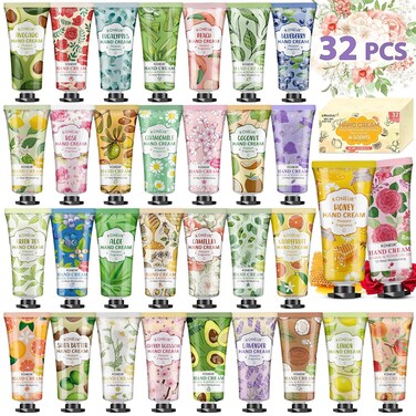 32 Pack Hand Cream Gift for Women, Bulk Hand Lotion Travel Size for Dry Cracked Hands, Mini Moisturizing Hand Cream for Easter Basket Stuffers, Mothers Day Gifts and Teacher Appreciation Gifts