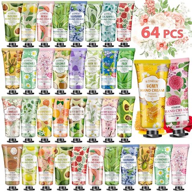 64 Pack Moisturizing Hand Cream Set For Women, Easter Basket Stuffers, Bulk Hand Lotion Travel Size for Dry Cracked Hands, Mini Hand Cream for Mothers Day Gifts and Teacher Appreciation Gifts