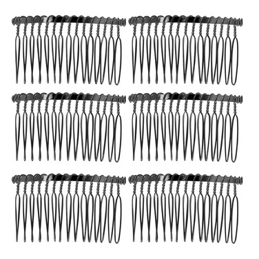 10 Pieces Metal Hair Comb Clip Wire Wedding Bridal Veil Combs for Women (15 Teeth, Black)