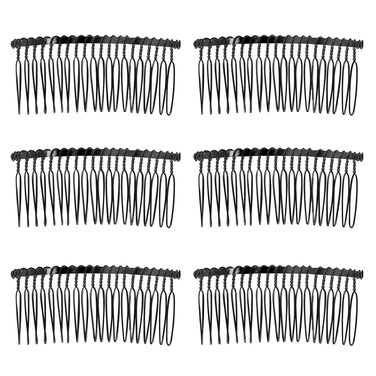 10 Pieces Metal Hair Comb Clip Wire Wedding Bridal Veil Combs for Women (20 Teeth, Black)