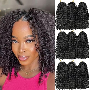 8 Inch Short Passion Twist Hair 9 Bundles Kinky Curly Crochet Hair Nature Black Crochet Braids Hair for Black Women(9 Bundles,1B)