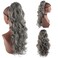 CINHOO 24 Inch Long Body Wavy Gray Drawstring Ponytail Extension for Black Women Clip in Ponytail Hair Extension Synthetic Curly Wavy Pony Tail Hairpiece for Women (24inch, Gray)
