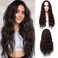 Dark Brown Wavy Wigs Long Curly Wavy Wigs Middle Part Heat Resistant Fiber Synthetic Halloween Party Cosplay Wigs for Women 26 Inch