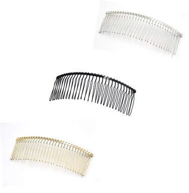3 Pcs 30 Teeth Hair Side Comb Metal Black Gold Silver Vintage Wire Twist Hair Clips Pins for Women Girls Ladies Party Wedding Veil Bridal Hair Accessories Jewelry Supplies