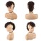 KRSI Afro High Puff Hair Bun Ponytail Drawstring With Bangs Synthetic Light Brown Spring Curly Mohawk Kinkys Wigs Curly Fauxhawks Pony Tail Clip in on Ponytail Hair Extensions for Black Women(1B/33#)
