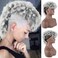 KRSI Grey Curly Mohawk Wigs for Black Women Coily Hair Ponytail With Bangs Synthetic Mohawk Hair Clip in for Black Women Hair Bun Mohawk Kinkys Curly Fauxhawks Puffs Hair Piece Black Women. (T1B/Gray)