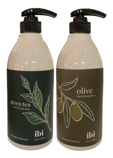 IBI Hand &amp; Body Lotion Set   Includes 1 Refreshing Green Tea Hand &amp; Body Lotion (750mL) &amp; 1 Olive Hand &amp; Body Lotion (750mL)