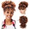 Drawstring Ponytail for Black Women, Afro Puff Kinky Curly Hair Ponytail Extension with Bangs Updo Natural Hair Ponytail (T30 Natural Black/Middle Brown)