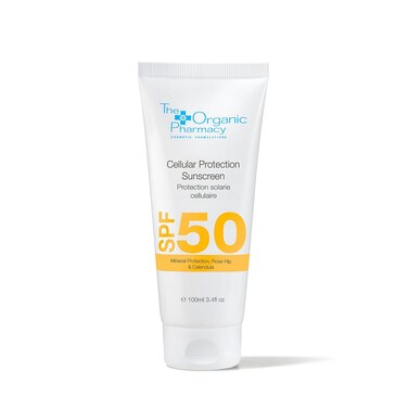 The Organic Pharmacy Cellular Protection Sunscreen SPF 50 for Face &amp; Body - Mineral Sunshield to Block Both UVA &amp; UVB - Vitamin-rich Natural Antioxidants - Light, Non-Flaky, Non-Greasy - 3.4 oz 100 ml