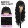 Black Wig with Bangs Curly wavy Wig for Women Long Natural Black wavy wigs skin-friendly synthetic fibersc for festival holiday Use 26IN