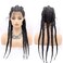 Long Black Braided Wigs for Women Long Full Lace Front Wigs Handmade Braids Wigs with Baby Hair 360 Swiss Lightweight Twisted Braid Glueless Synthetic Heat Resistant Hair Girl Drag Cosplay 24 Inch