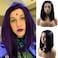 Short Bob Lace Front Wigs with Baby Hair Blend Purple Shoulder Length Natural Hairline Glueless Synthetic Silky Straight Wig for Black Women Heat Safe Fiber Cosplay Costume Daily Summer Wigs 14 Inch