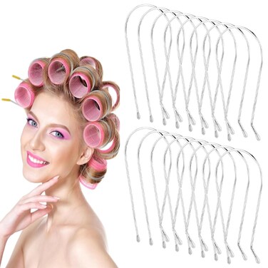 16 Pieces Hot Curler Clips Replacement Kit,Hot Roller Clips Rollers Securing Pins Hair Roller Pins Fits 1 1/2" Hot Roller Curling iron(White)