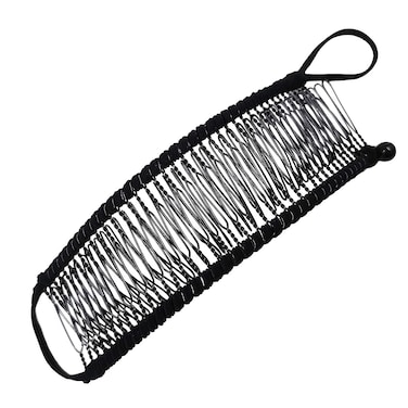 French Large Banana Clip Hair 40 Combs Stretch &amp; Adjust, Comfy, Damage &amp; Crease-Free All-Day Hold for Natural Curly Thick Wavy Hair Ponytail Style(Black,large)