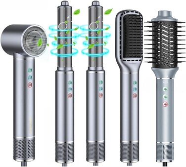 5in1 Ionic Coanda Hot Air Blow Dryer Magic Hair Styler - Multistyler Hair Styling Tools 120,000RPM High Speed Auto Wrap Curling Wand Straightener Brush Volumizing Curlers Rotating Curler