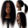 100% Real Hair Mannequin 22"-24" Afro Fluffy Light Yaki kinky Straight Textured Cosmetology Beauty School Head Included C-Clamp free of Purchase Black(22~24 Inch, #2)#2