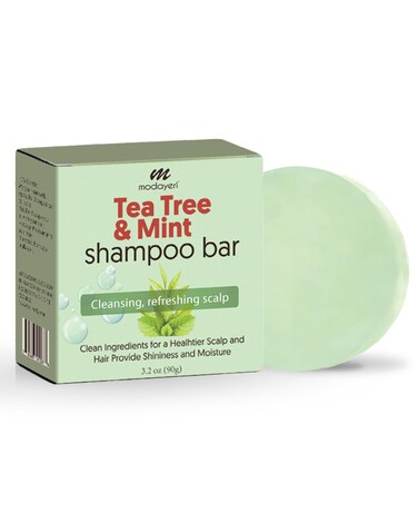 Tea Tree &amp; Mint Shampoo Bar - Natural Hair Cleanser with Invigorating Oils, Sulfate-Free &amp; Vegan, Suitable for All Types, Zero-Waste Care, 3.2 oz