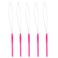 Hair Extensions Loop Needle Threader Wire Pulling Hook Tool Plastic Handle Pulling Loop Needle Micro Beads Threader for Hair Extensionr for Hair Extension(Pink)