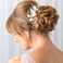 Flower Bridal Hair Vine Pieces with Comb Pearl Floral Rhinestone Leaf White Wedding Hair Pin Accessories for Women and Girls (White Flower Silver Leaf)
