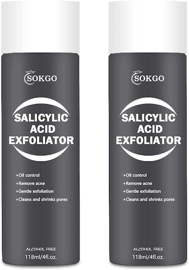 Salicylic Acid Exfoliator, Gentle BHA Exfoliating Toner, Facial Cleanser for Blackheads, Pores, Wrinkles, Acne, Fine Lines, for Women &amp; Men (2, Large)