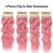 4 PCS Pink Clip in Hair Extensions Natural Soft Long Wavy Synthetic Hair Extensions 20 Inch Thick Hairpieces Double Weft Hair Extension 11 Clips (20Inch(4PCS), 312# Pink)