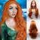 Orange Wigs for Women Fashion Copper Red Lace Front Wigs Pre Plucked Hairline Synthetic Glueless Heat Resistant Long Wavy Free Part Handmade Replacement Full Wigs Cosplay 24 inches