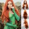 Orange Wigs for Women Fashion Copper Red Lace Front Wigs Pre Plucked Hairline Synthetic Glueless Heat Resistant Long Wavy Free Part Handmade Replacement Full Wigs Cosplay 24 inches