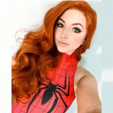 Orange Wigs for Women Fashion Copper Red Lace Front Wigs Pre Plucked Hairline Synthetic Glueless Heat Resistant Long Wavy Free Part Handmade Replacement Full Wigs Cosplay 24 inches