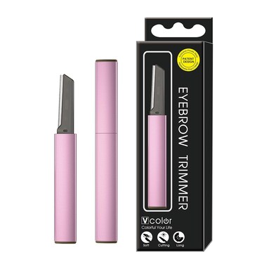 Exfoliating Eyebrow Razor Dermaplaning Tool Eyebrow Trimmer with 4 Replacement Blades, Facial Razors for Women Aluminum Alloy Handle &amp; Stainless Steel Blade (pink)