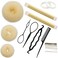 Hair Bun Maker Kit, Includes Donut Shapers, Bun Markers, Ponytail Tools, Bobby Pins, and Elastic Bands for Women and Kids (Beige)