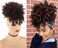 CINHOO Afro High Puff Hair Bun Drawstring Ponytail With Bangs Synthetic Short Kinkys Curly Pineapple Pony Tail Clip in on Wrap Updo Hair Extensions for African American Women (4#)