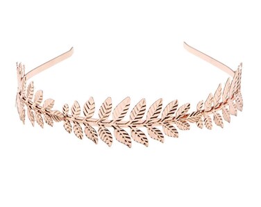 Women Lady Greek Roman Laurel Leaf Hair Hoop HeadBand Bridal Hair Crown Headdress Metal Leaf Branch French Hair Bands Hair Accessories (Rose gold)