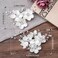 2Pcs Bride Wedding Pearl Hair Clips White Flower Hair Piece Rhinestone Shell Floral Bridal Hair Accessories for Women and Girls