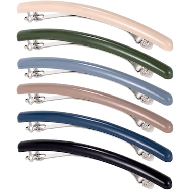 6pcs Hair Barrettes and Clips for Women - Thin Fine Hair Accessories, French Barrette Clasps, No Slip Flat Pins for Short, Medium or Long Hairstyling