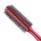 Small Round Wooden Hair Brush for Blow Drying with Wood Handle, 1.6 Inch Width Soft Nylon Bristles Big Wave Roll Comb for Short Medium Curly Hair (Red)