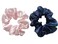 Mulberry Silk Hair Ties - Pack of 2-Large Silk Scrunchies for Women - No Damage Hair Accessories(night blue and pink)