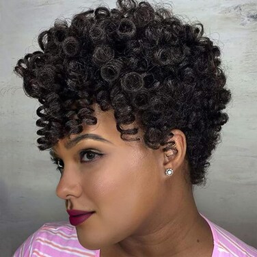 PHOCAS HairPhocas 5 Packs Synthetic Curly Crochet Hair 10 inch 20roots/pack for Crochet Braids Hair(Black)