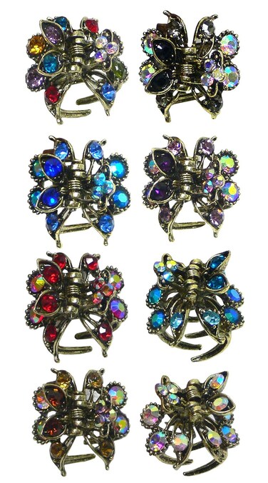 Set of 8 JCGY Mini Hair Claws Tiny 1"x1" Metal Claw Clip LPW-5-8