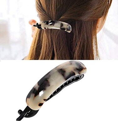 Large Hair Barrettes, Elegant French Design Hair Clip Acrylic Leopard Print Clips for Thick Hair