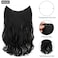 Synthetic Hair Extensions Wire with Invisible Transparent Fish Line Adjustable Hidden Secret Clip in Wavy Curly 20'' Hairpiece for Women Dark Black