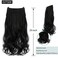 Synthetic Hair Extensions Wire with Invisible Transparent Fish Line Adjustable Hidden Secret Clip in Wavy Curly 20'' Hairpiece for Women Dark Black