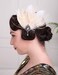 Aimimier 1920s Flapper Feather Hair Clip Ivory Headpiece Prom Party Roaring 20s Accessories for Women