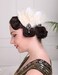 Aimimier 1920s Flapper Feather Hair Clip Ivory Headpiece Prom Party Roaring 20s Accessories for Women