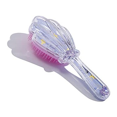 Mermaid Detangler Hair Brush, Detangling Hair Comb Christmas Shell Glitter Comb Hairbrush Massage Scalp No Pain Detangler for Dry &amp; Wet Hair Kids Girls Woman (Purple)
