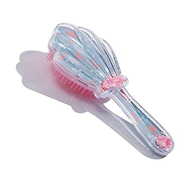 Mermaid Detangler Hair Brush, Detangling Hair Comb Christmas Shell Glitter Comb Hairbrush Massage Scalp No Pain Detangler for Dry &amp; Wet Hair Kids Girls Woman (Pink)