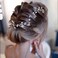 Campsis Bride Wedding Hair Vine Silver Leaf Pearl Bridal Hair Piece Flower Crystal Hair Breath Accessories for Women and Girls Prom Dinner Photography