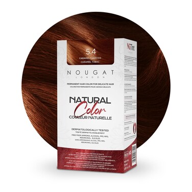 NOUGAT Caramel Tabacco Natural Permanent Hair Color,Dermatologically Tested, Ammonia &amp; Alcohol Free, 100% Grey Coverage, Hair Mask &amp; Essence included, Long Lasting