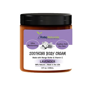 RaGaNaturals Natural Face and Body Butter Cream for Dry Skin - Calming, Nourishing &amp; Hydrating Lavender Body Cream for Women, Men &amp; Kids - Softens Skin and Delivers Healthy-Looking Glow - Vegan - 8 Oz