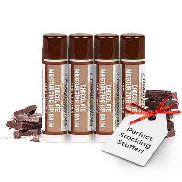 RaGaNaturals Natural Chocolate Lip Balm - Original Beeswax, Shea Butter, Jojoba Oil, Vitamin E - All Day Hydration for Dry &amp; Cracked Lips - Stocking Stuffers &amp; Christmas Gift -Handmade in USA (4 Pack)
