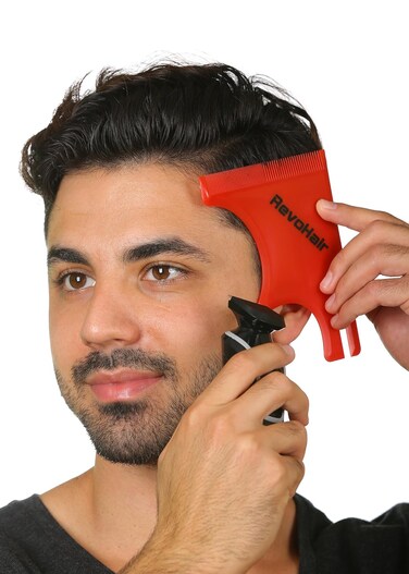 RevoHair Self - Haircut Tool - Multi-Curve Hairline Template/Stencil/Guide For Men - Barber Supplies - Lightweight - With Hair &amp; Beard Comb - Lineup &amp; Edge up - Do it Yourself